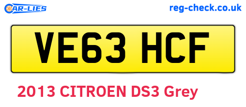 VE63HCF are the vehicle registration plates.