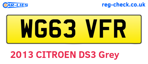 WG63VFR are the vehicle registration plates.