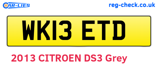 WK13ETD are the vehicle registration plates.