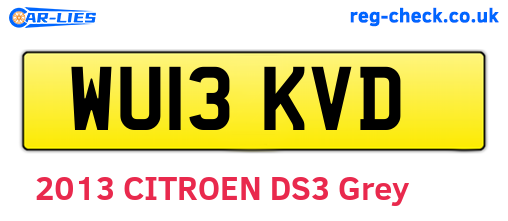 WU13KVD are the vehicle registration plates.
