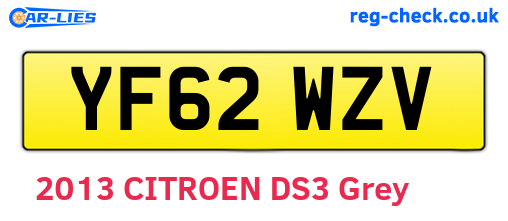 YF62WZV are the vehicle registration plates.