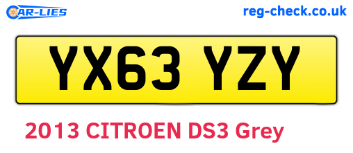 YX63YZY are the vehicle registration plates.