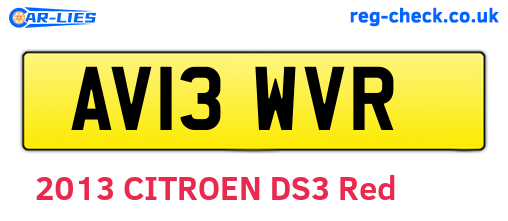 AV13WVR are the vehicle registration plates.