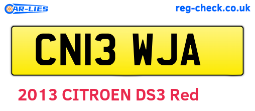 CN13WJA are the vehicle registration plates.