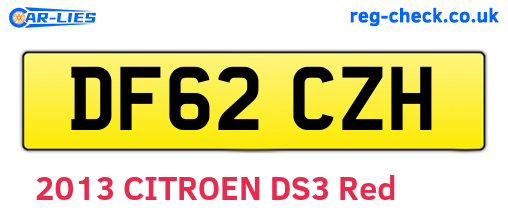 DF62CZH are the vehicle registration plates.