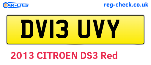 DV13UVY are the vehicle registration plates.