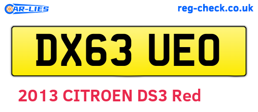 DX63UEO are the vehicle registration plates.