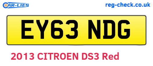 EY63NDG are the vehicle registration plates.