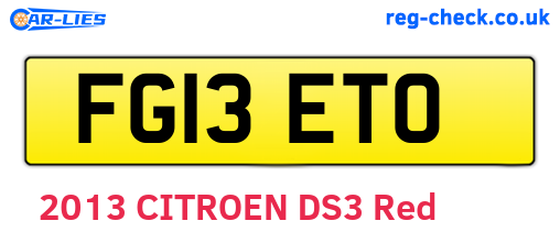 FG13ETO are the vehicle registration plates.