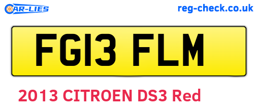 FG13FLM are the vehicle registration plates.