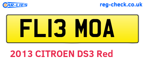 FL13MOA are the vehicle registration plates.