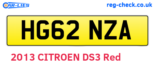 HG62NZA are the vehicle registration plates.