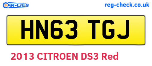 HN63TGJ are the vehicle registration plates.