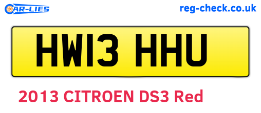 HW13HHU are the vehicle registration plates.