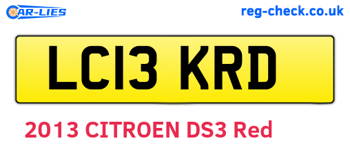 LC13KRD are the vehicle registration plates.