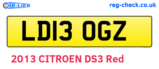 LD13OGZ are the vehicle registration plates.