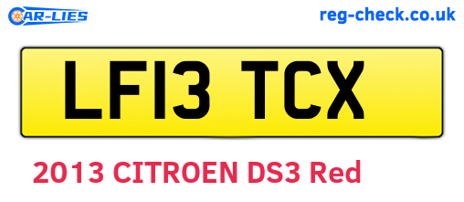LF13TCX are the vehicle registration plates.