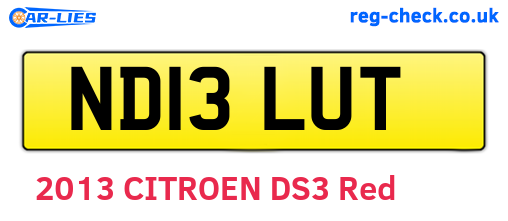 ND13LUT are the vehicle registration plates.
