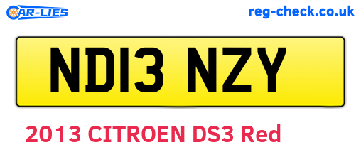 ND13NZY are the vehicle registration plates.