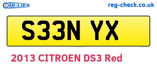 S33NYX are the vehicle registration plates.