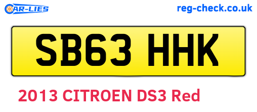 SB63HHK are the vehicle registration plates.