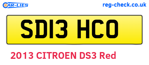 SD13HCO are the vehicle registration plates.