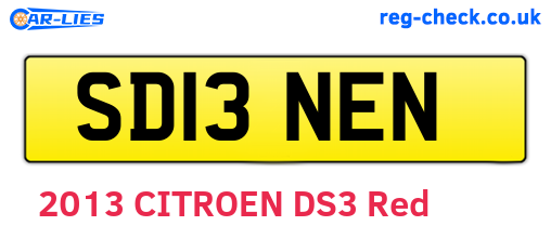 SD13NEN are the vehicle registration plates.