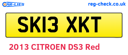 SK13XKT are the vehicle registration plates.