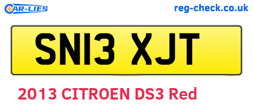 SN13XJT are the vehicle registration plates.