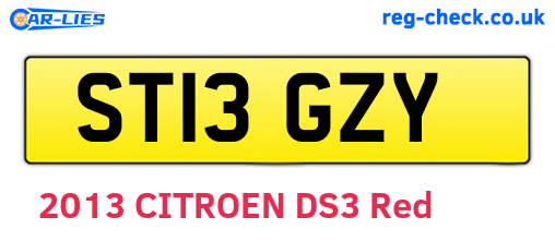 ST13GZY are the vehicle registration plates.