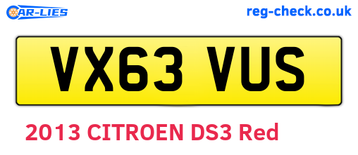 VX63VUS are the vehicle registration plates.