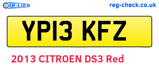 YP13KFZ are the vehicle registration plates.