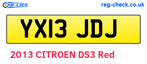 YX13JDJ are the vehicle registration plates.