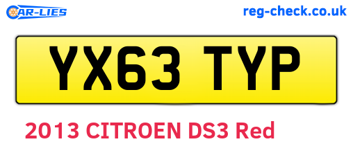 YX63TYP are the vehicle registration plates.
