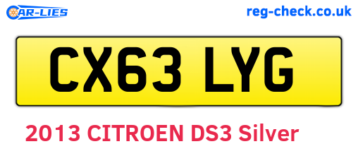 CX63LYG are the vehicle registration plates.