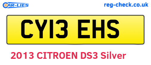 CY13EHS are the vehicle registration plates.