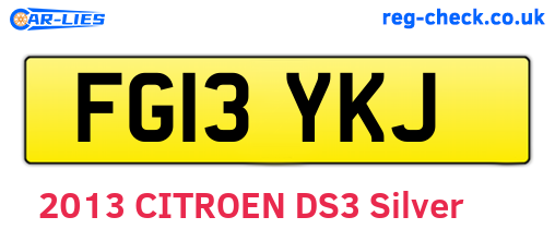FG13YKJ are the vehicle registration plates.