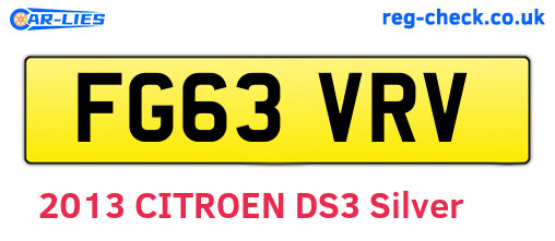 FG63VRV are the vehicle registration plates.