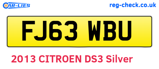 FJ63WBU are the vehicle registration plates.