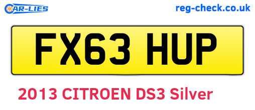 FX63HUP are the vehicle registration plates.
