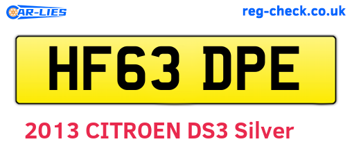 HF63DPE are the vehicle registration plates.