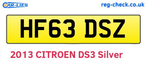HF63DSZ are the vehicle registration plates.