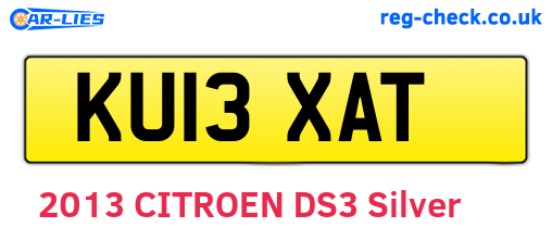 KU13XAT are the vehicle registration plates.