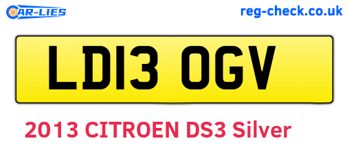 LD13OGV are the vehicle registration plates.