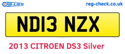 ND13NZX are the vehicle registration plates.
