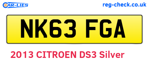 NK63FGA are the vehicle registration plates.