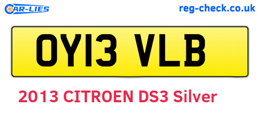 OY13VLB are the vehicle registration plates.