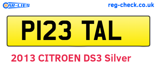 P123TAL are the vehicle registration plates.