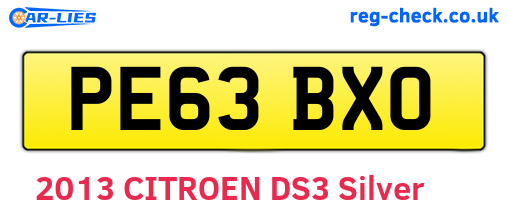 PE63BXO are the vehicle registration plates.