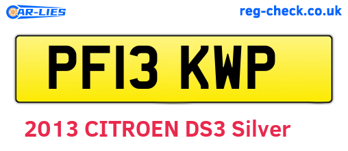 PF13KWP are the vehicle registration plates.